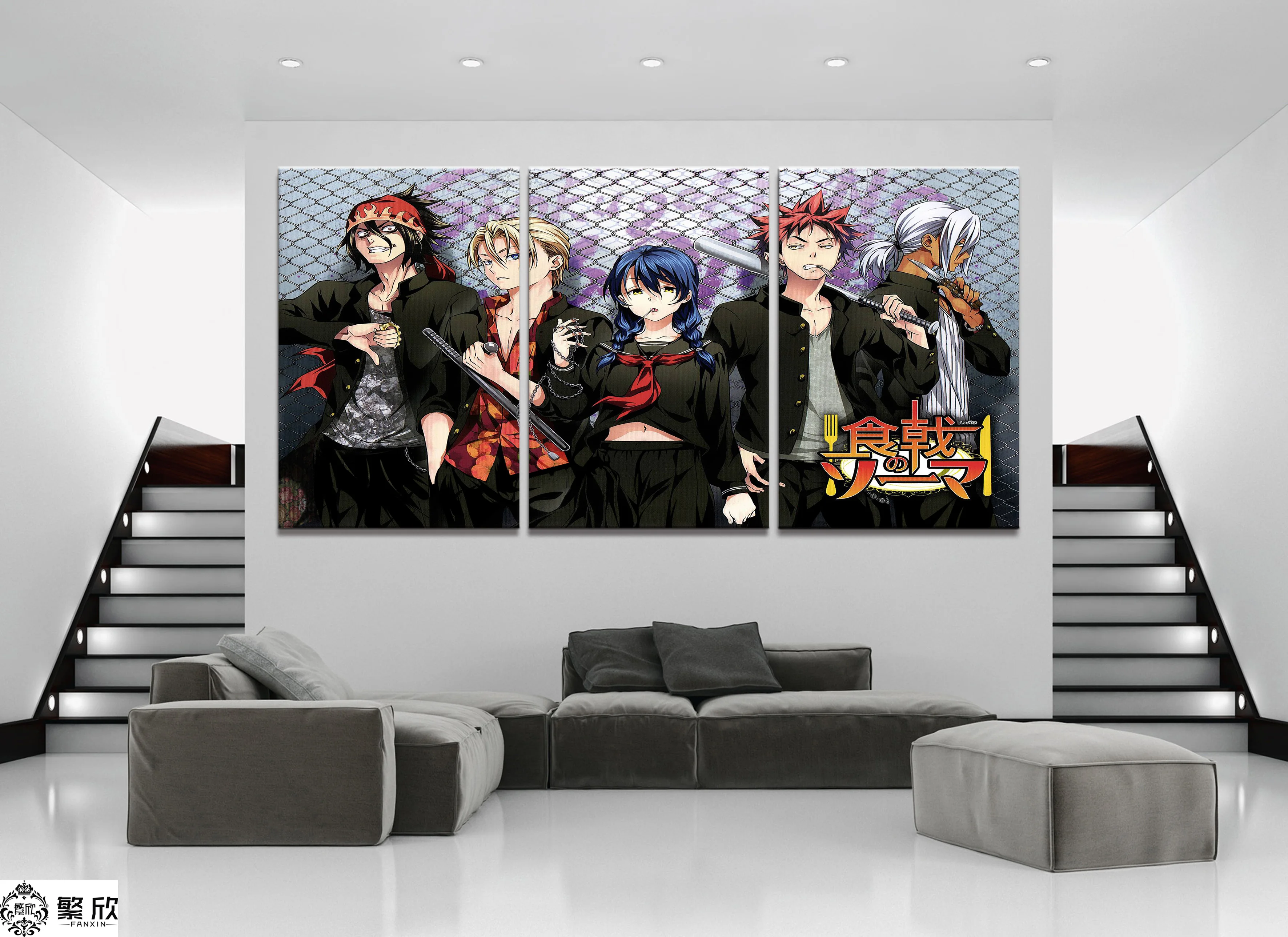 

Home Decor Modular Canvas Painting Pictures 3 Pieces Shokugeki No Soma Anime HD Printed Poster Wall Art For Living Room Framed