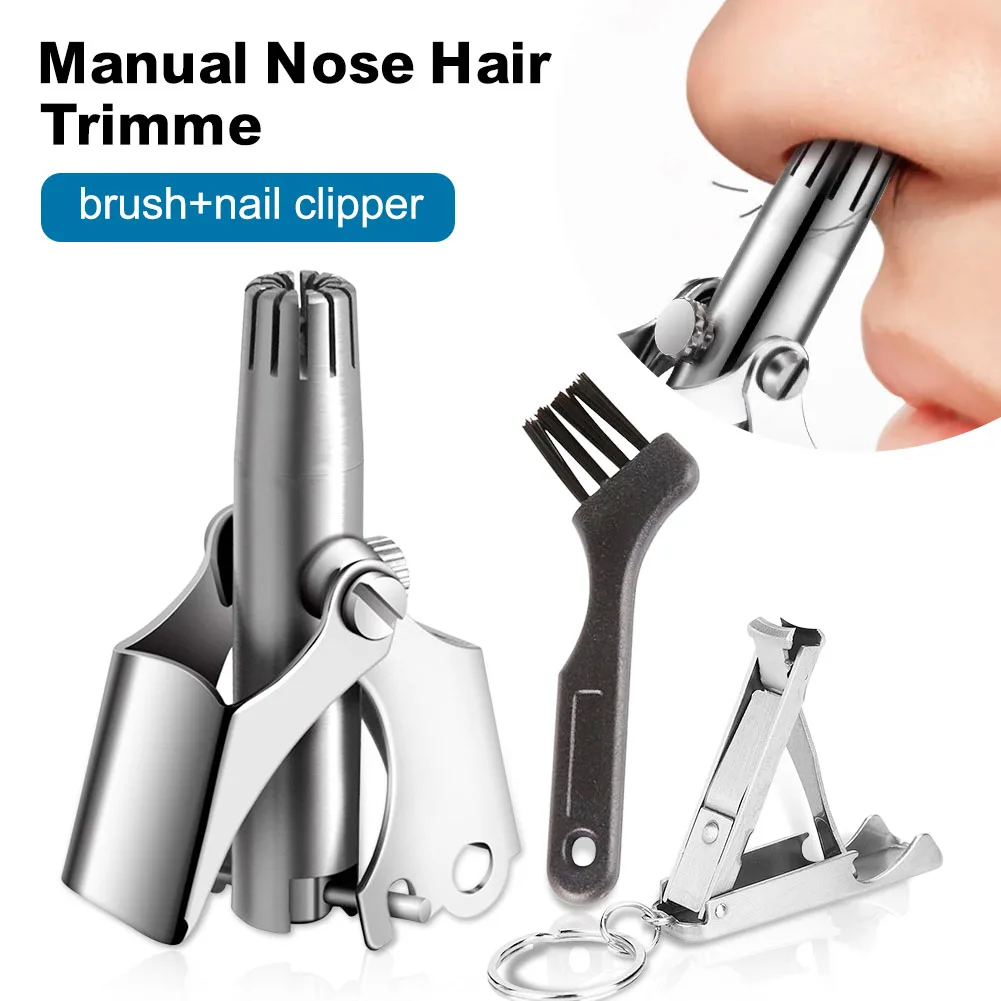 

Nose Hair Trimmer for Men Ear Cleaner High Quality Stainless Steel Manual Device Mechanical Shaving And Hair Removal Tools