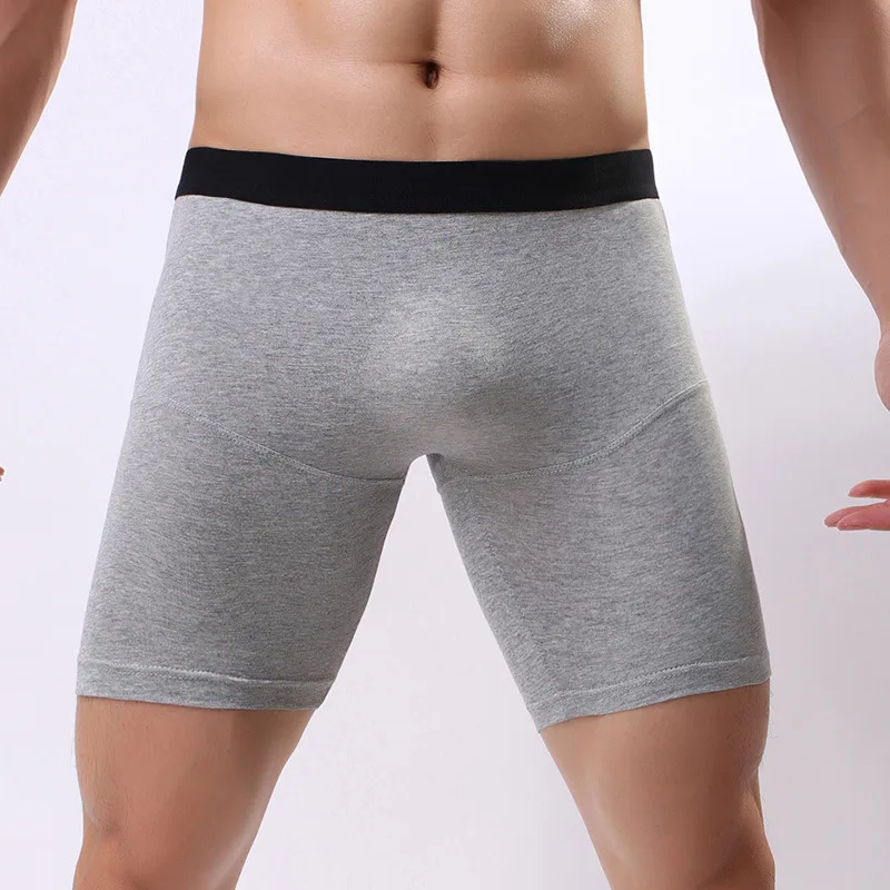 

Sexy Underwear Men Boxer Shorts Cotton Panties Breathable Low Waist U Convex Pouch Long Leg Underpants Cueca calzoncillos M-XXL