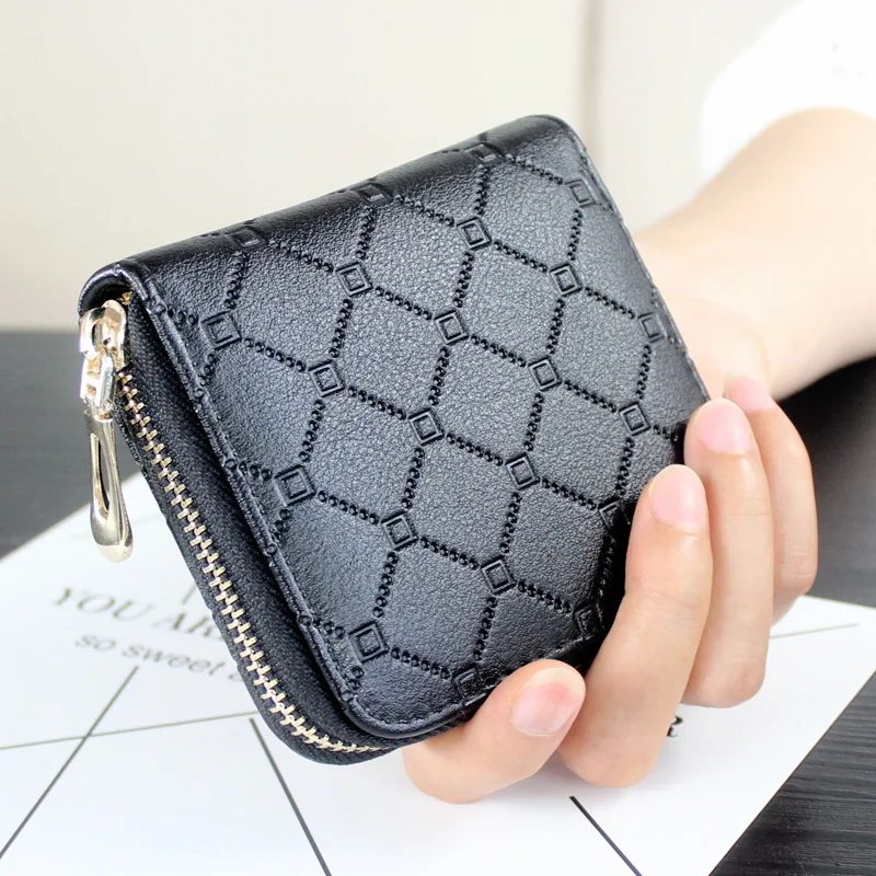 Pu Plaid Zipper Short Women Wallet 2019 Money Bag Designer Purse Female Retro European American Fashion Card Small | Багаж и сумки