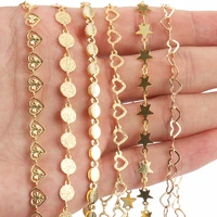 1m gold color stainless steel hollow heart leaves chains for bracelets necklace ankles jewelry making diy accessories