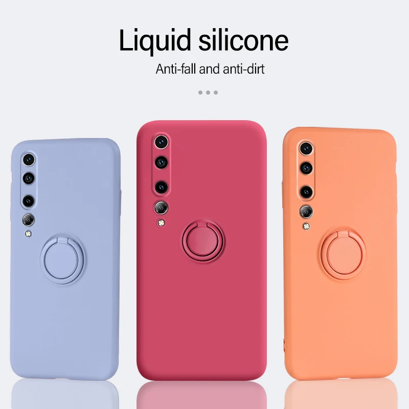 

Ultra-thin Silicone Magnetic Holder Phone Case For Xiaomi Mi 10 9 Lite Redmi Note 9 9S 9A 9C 8 7 Pro Max Cute Ring Bracket Cover