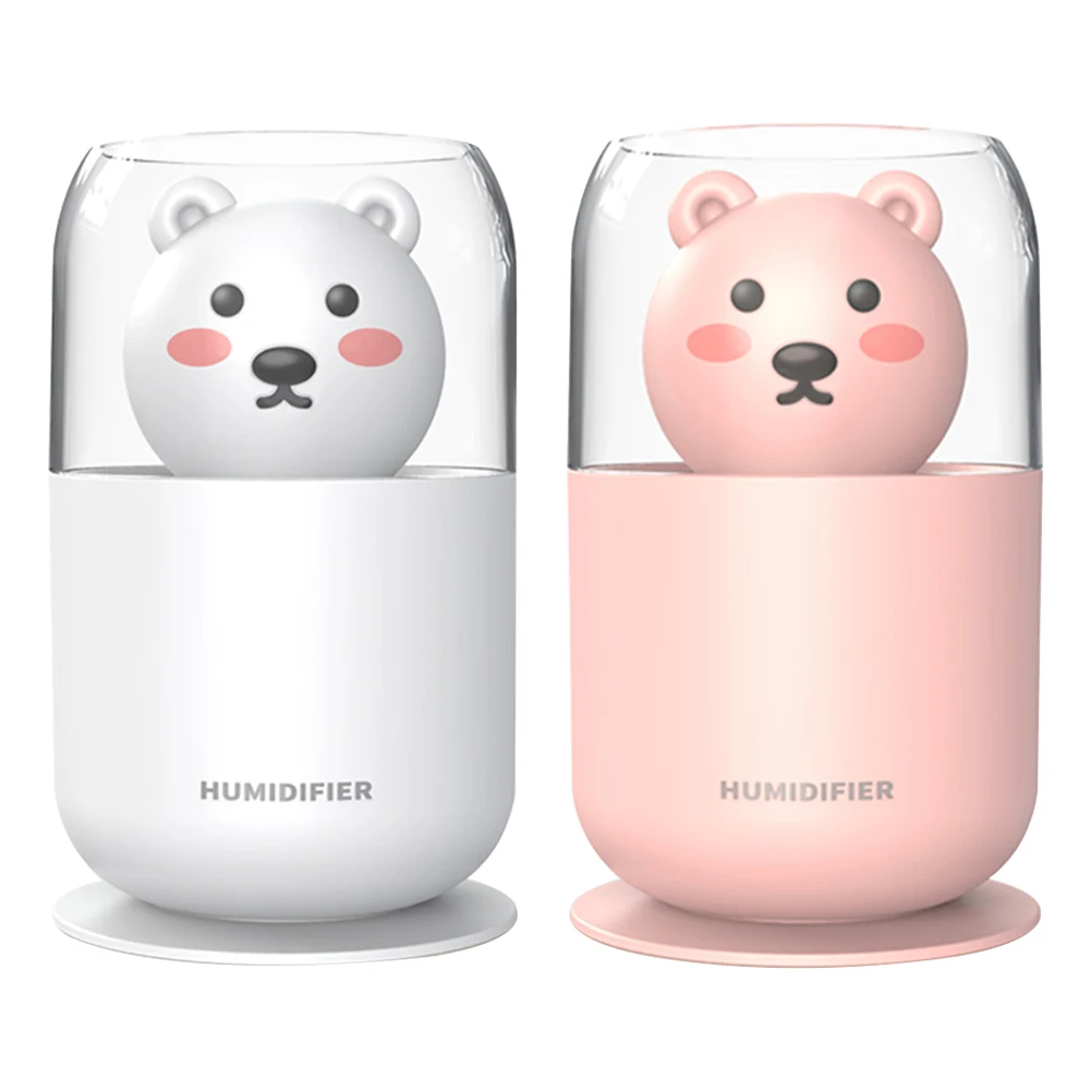 

300ml Mini Portable Cute Bear Air Humidifier USB Aroma Essential Oil Diffuser with LED Night Light Household Silent Humidifier