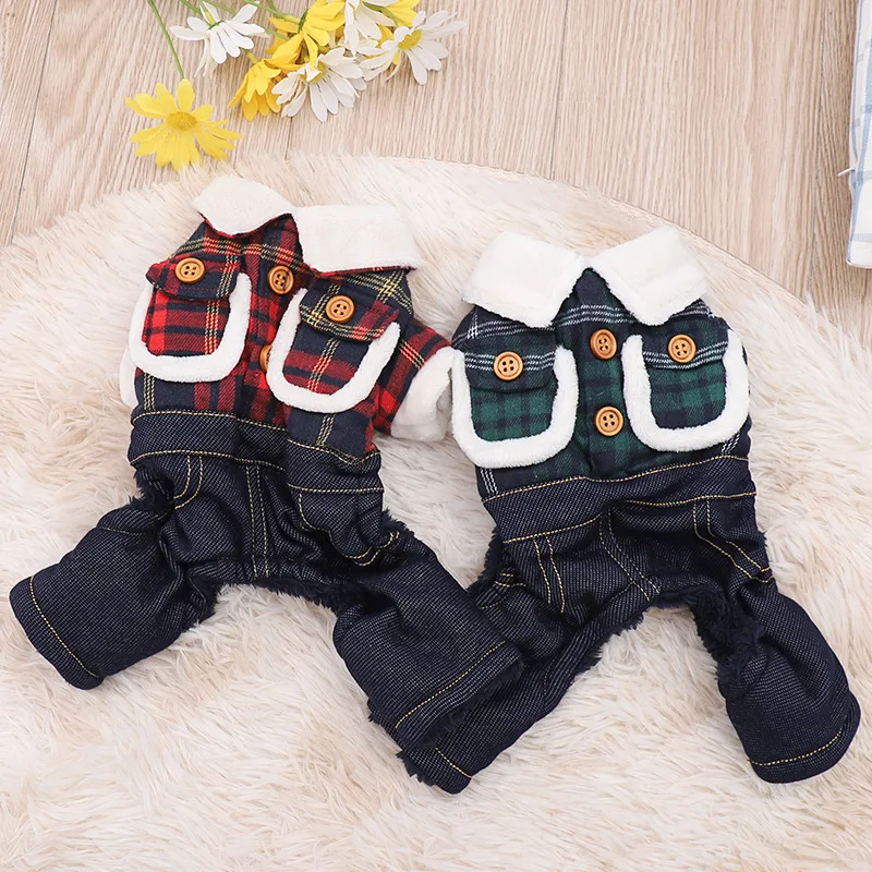

Winter Padded Clothes Dogs Autumn Warm Thick Cotton Coats Teddy Mediu Dog Clothing Jacket Fashion Four-Legged Overalls For Puppy