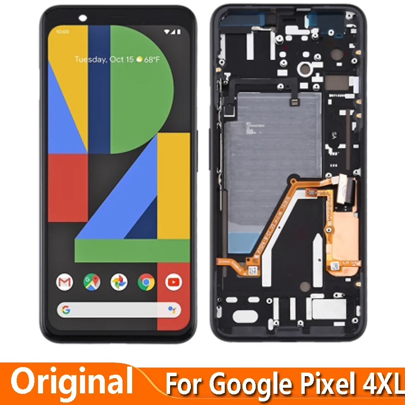 Pantalla LCD Original de 6,3 pulgadas para Google Pixel 4 XL 4XL G020P G020, montaje de digitalizador con pantalla t&aacute;ctil con marco para Google Pixel XL4-0