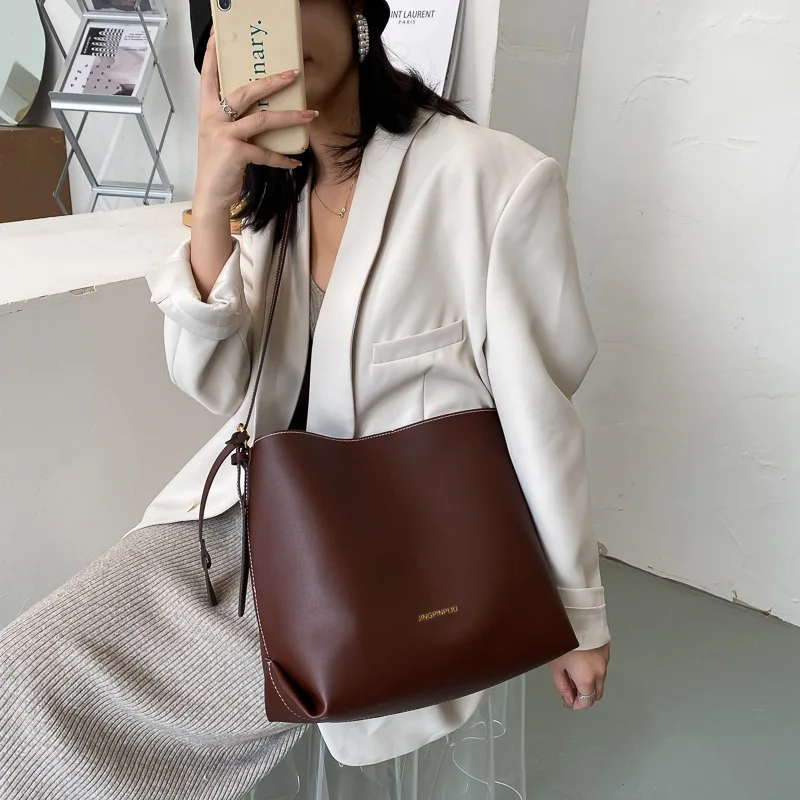 

New Style Popular Shoulder Bag Cross-body Bag Pu Leather Bag Lady Handbag Large Capacity Bucket Bag