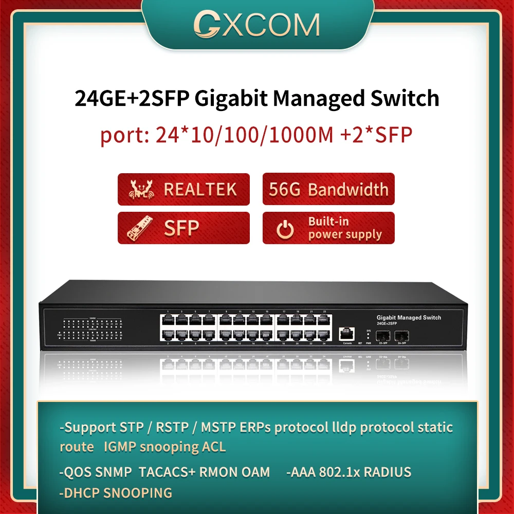 24 Port 10/100/1000Mbps Managed Switch RSTP  IGMP VLAN port mirror ,26 port Gigabit Management Switch