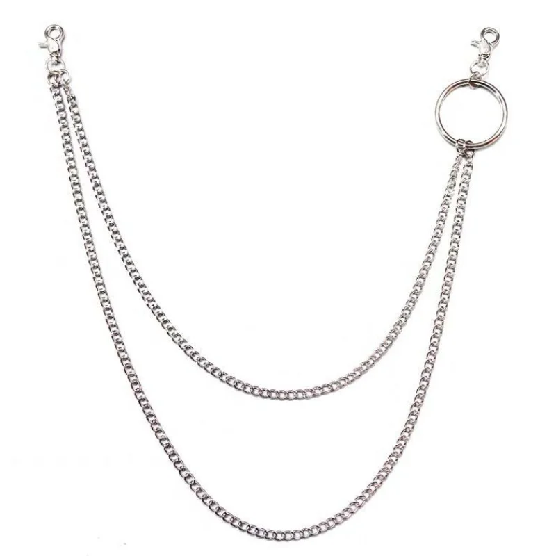 

One/Double Layer Punk Rock Metal Pants Waist Chain Men Women Key Chain Ring Wallet Keychain Jeans Unisex Hip-hop Jewelry Gift