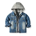 Верхняя одежда, осень-зима 2020, верхняя одежда унисекс для маленьких мальчиков и девочек, джинсовая куртка с длинным рукавом и капюшоном на молнии и пальто, повседневная одежда