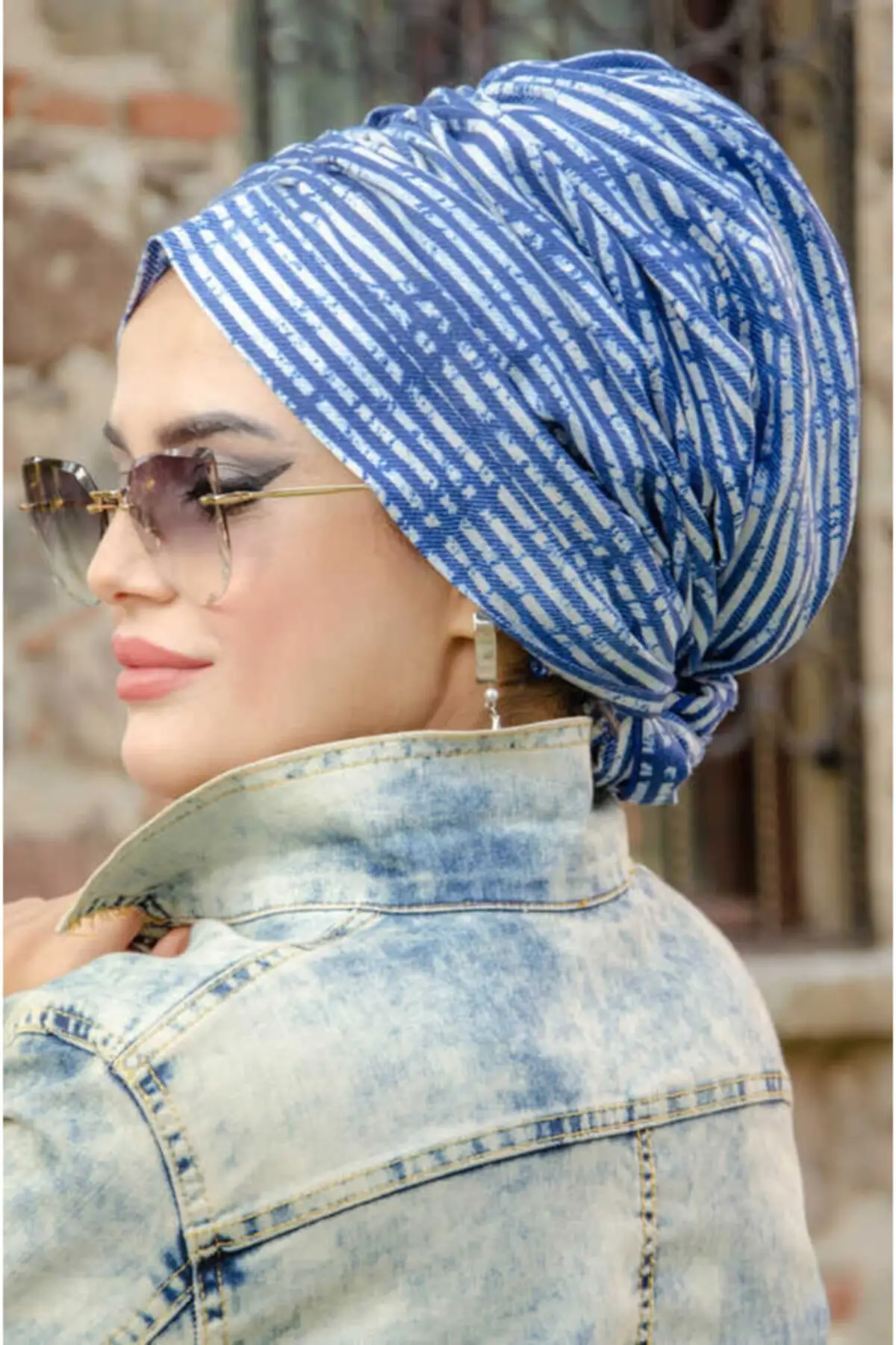 

slamic product kerchief Jeans Blue Buckled Bone