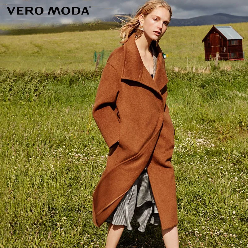 Vero Moda Женское зимнее шерстяное пальто с двойными карманами | 318327554