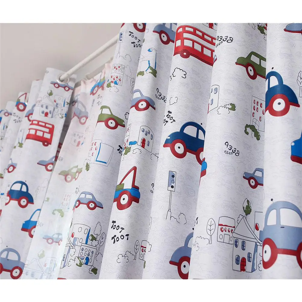 Дети мультфильм белые облака автомобили Милый Печать Затенение окна занавес для