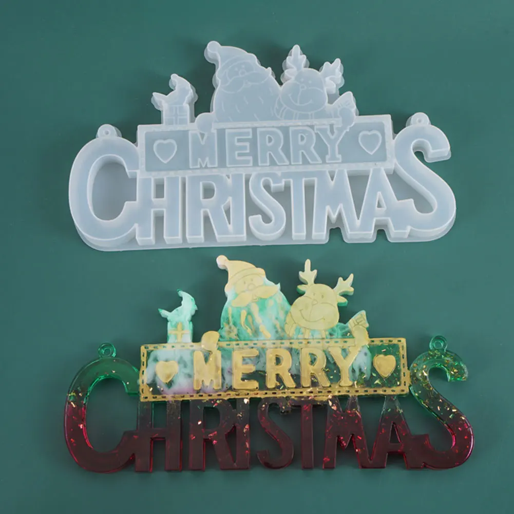 

New DIY Crystal Epoxy Mold Santa Claus Letter Listing Decoration Silicone Mold Christmas Theme Silicone Resin Casting Molds