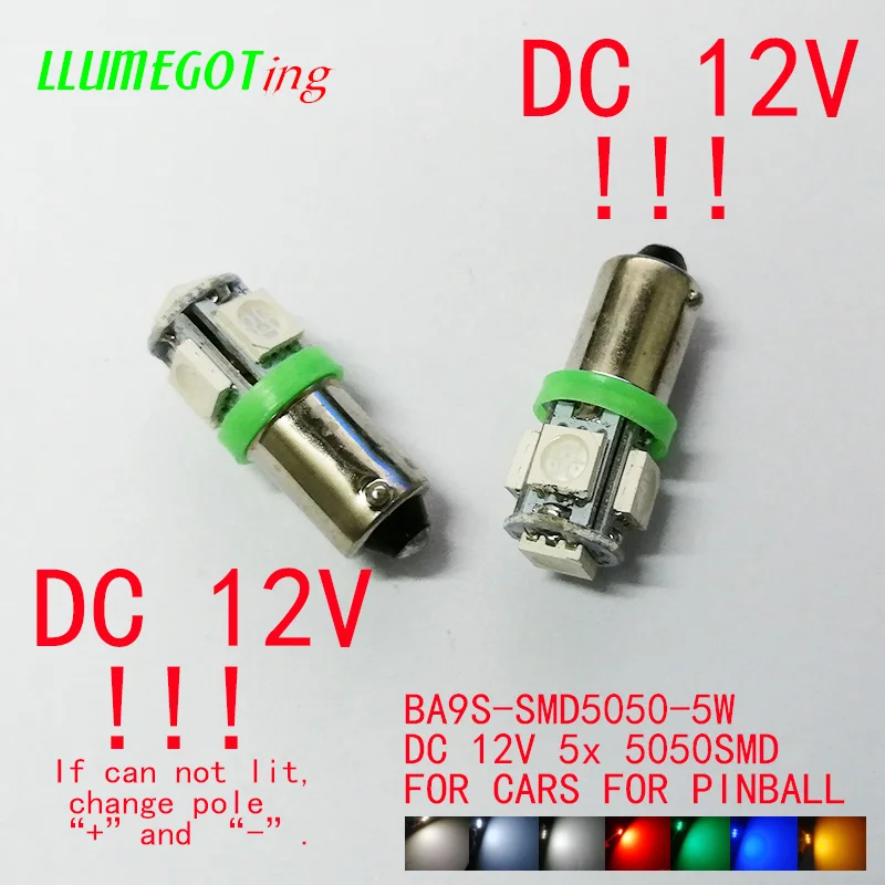 100 шт. BA9S T4W #44 #47 светодиодный ная лампа 5 SMD 5050 красочные супер яркие 12 В