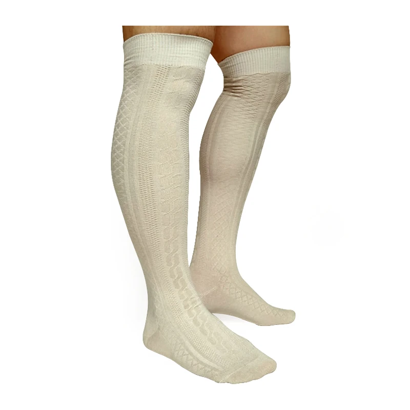 Брендовые Бежевые мужские деловые носки выше колена качественные пикантные