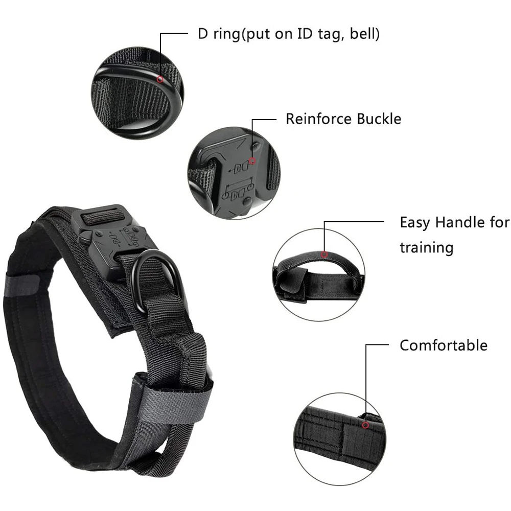

Durable Pet Collar Outdoor Adjustable Traction Dog Collar Military Dog Collar For Medium Large Dogs German Shepherd