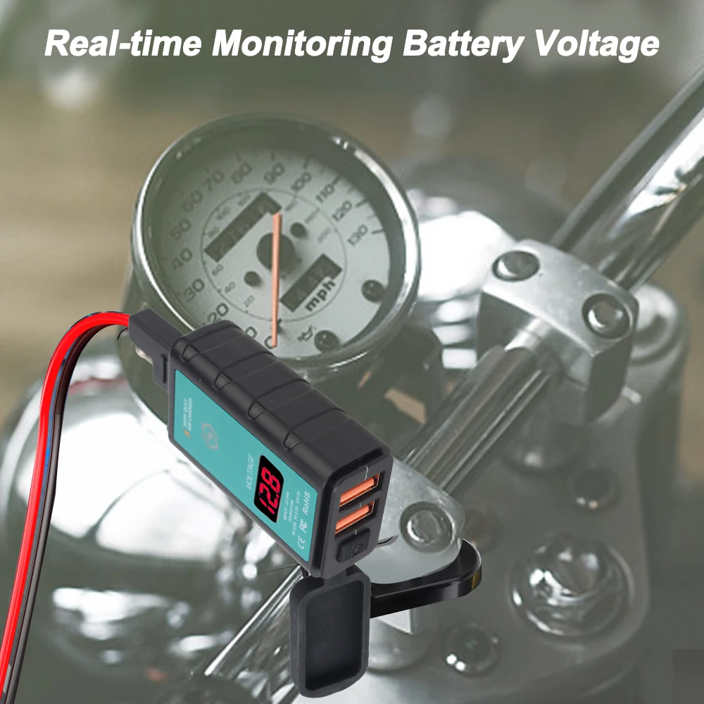 

Водонепроницаемое зарядное устройство для телефона, с двумя USB-портами, 12 В