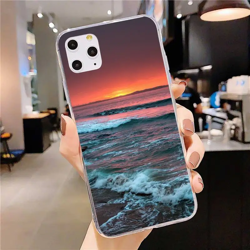

Sunset Beach Sea Phone Case For Clear-Iphone 5 5s se 6 6s 7 8 11 12 X Xs Xr Pro Plus Max Mini Cover