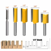5pcs 14 shank straight router bit set double flute woodworking milling cutter wood end mill cutter bits milling cutter