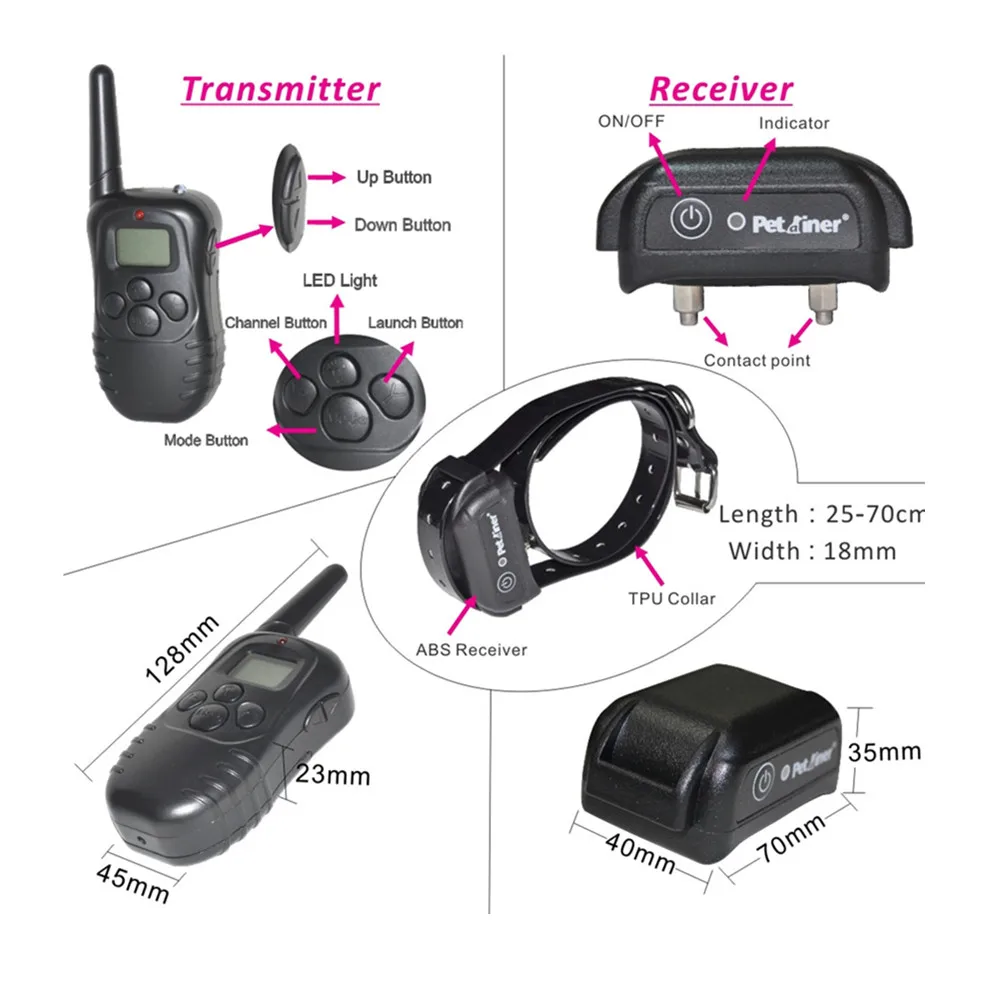 330 ярдов беспроводной тренировочный ошейник для домашних животных-статический