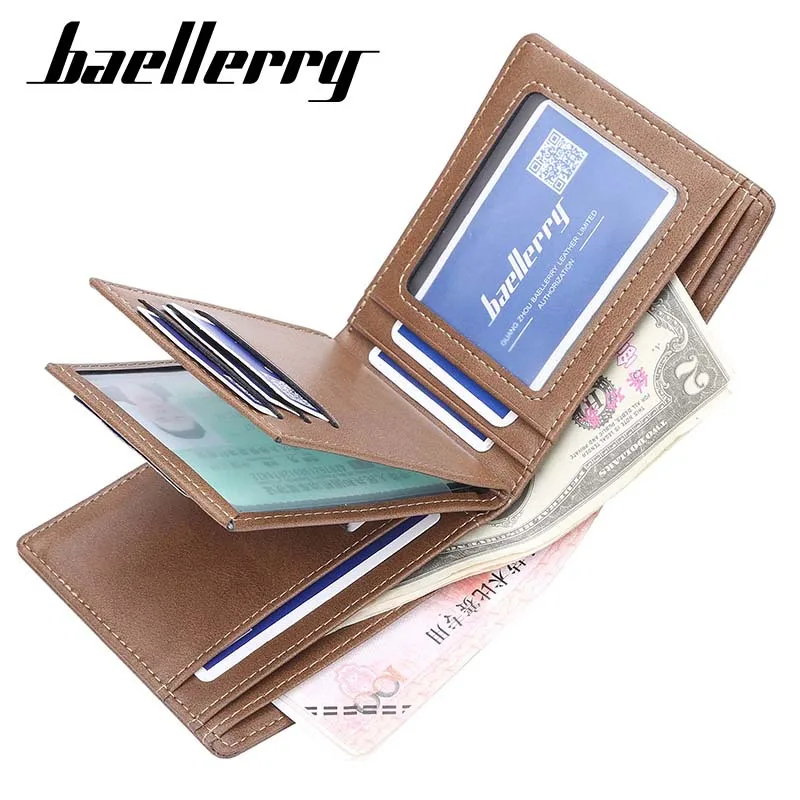 Мужские кошельки baellerry 11 короткие кожаные однотонные портмоне с отделением для