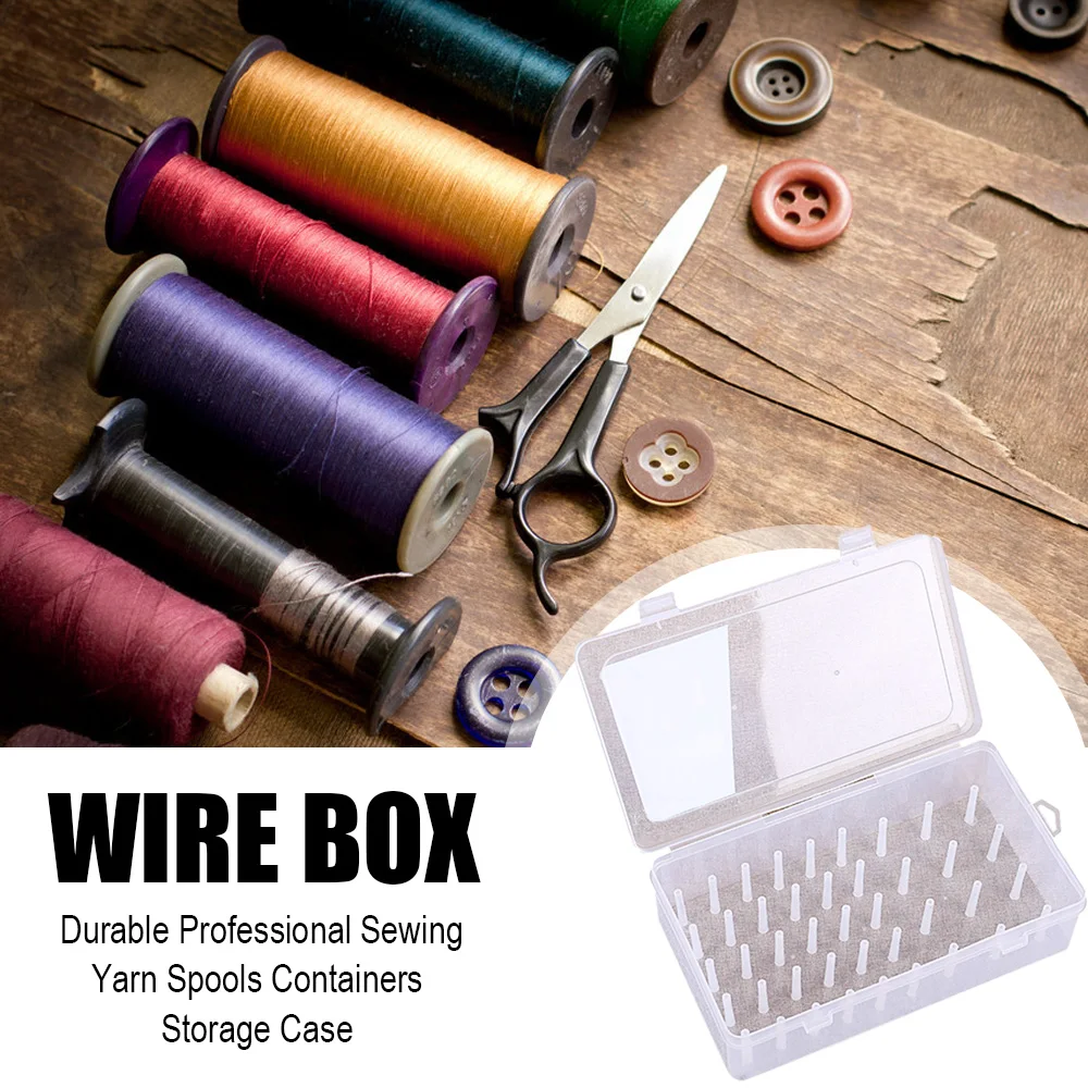 

Empty Sew Threads Box Durable Professional Sewing Yarn Spools Containers Storage Case with Support Poles
