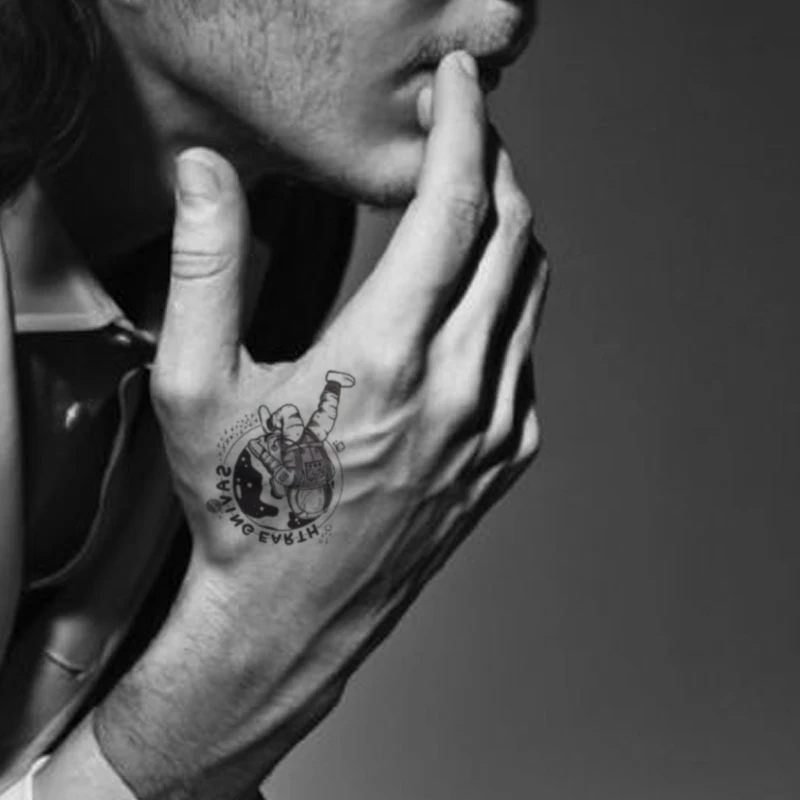 

White Astronaut Universe Temporary Tattoos Sticker for Kids Fake Tattoo Planets Star Letter Tatoos Children Waterproof Space Man