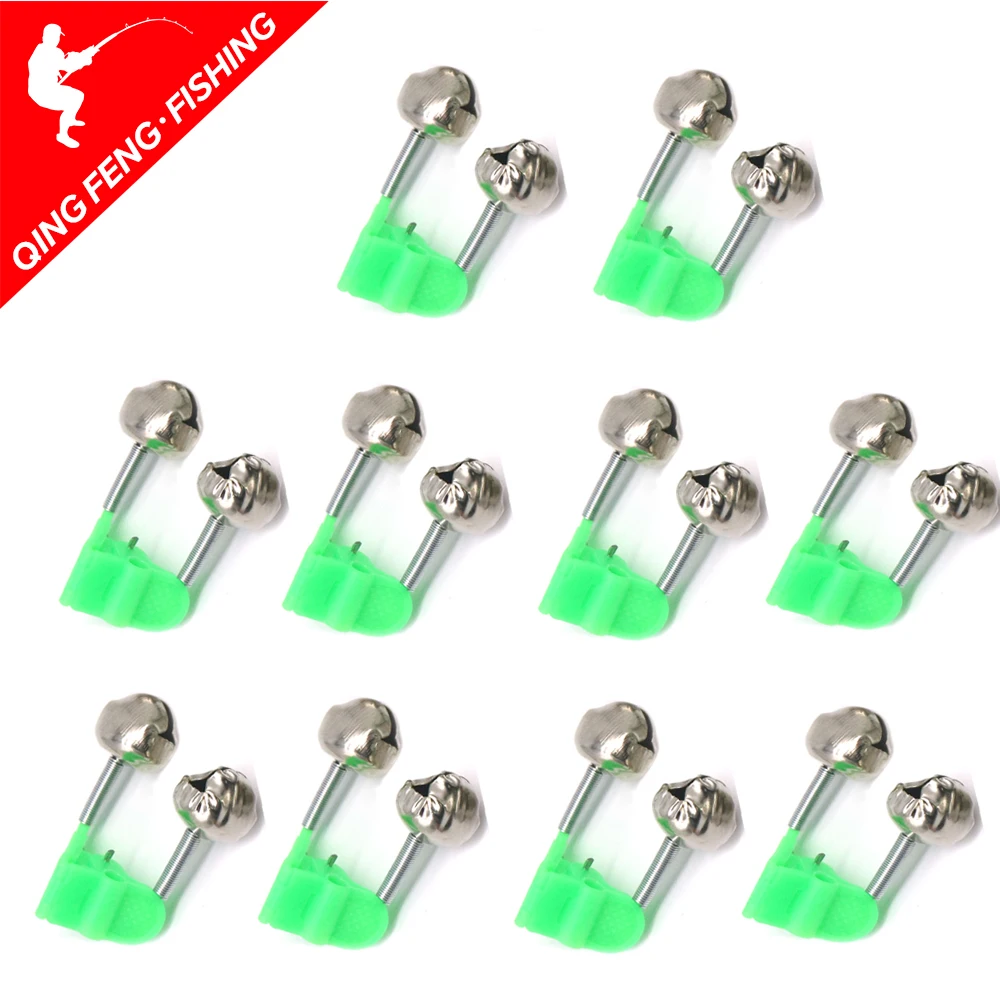 10Pcs Rod Tip Clamp Fishing Pole Fish Bite Lure Alarm Alert Twin Bell Ring Clip Fishing Bell