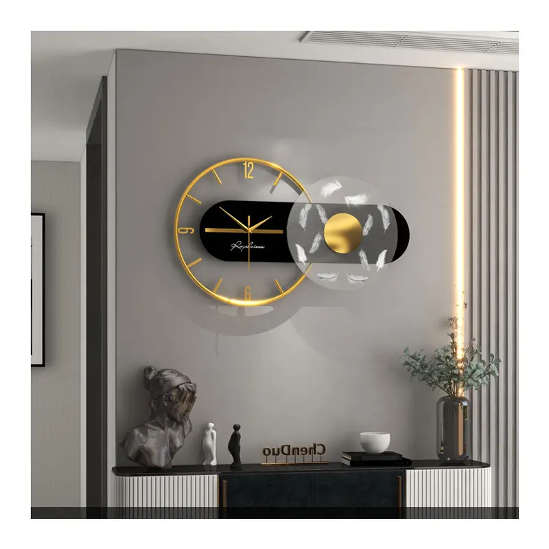 Большие металлические настенные часы художественные минималистичные