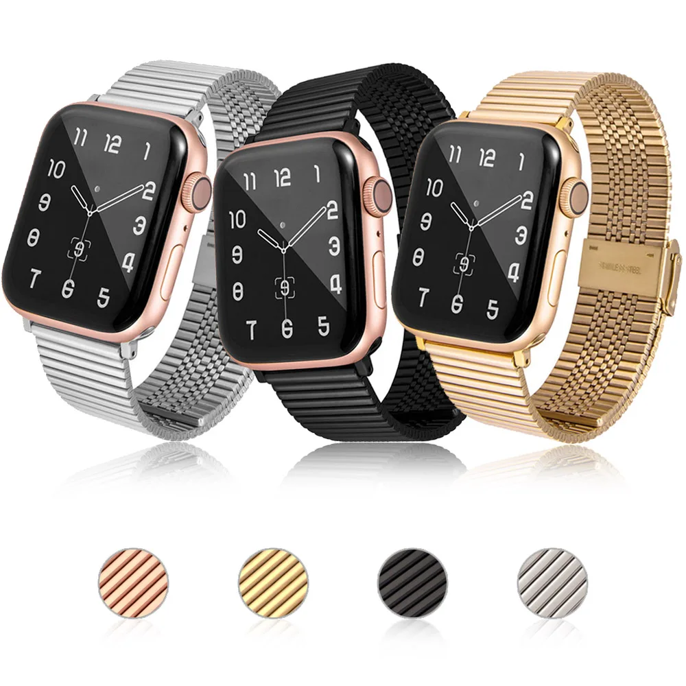 

For Apple Watch Strap 6 SE 44/40mm Stainless Steel Mesh band for iWatch Series 6 5 4 38mm 42mm Watchband Bracelet Band Hook Buc