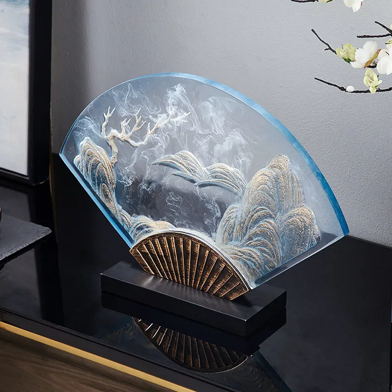 Китайские прозрачные полимерные веер украшения Fengshui домашняя гостиная