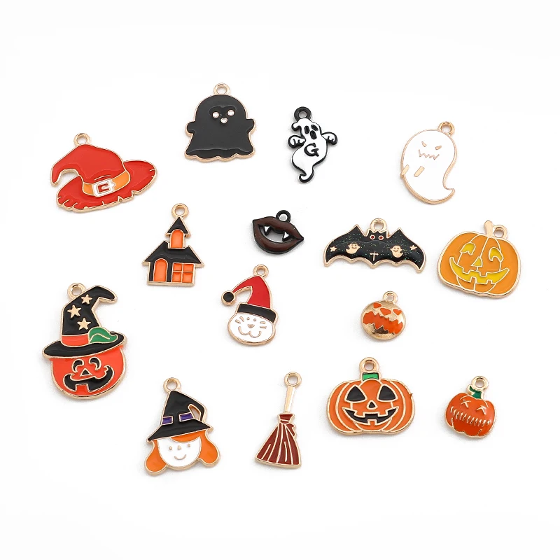 10 шт. Мультяшные эмалевые Подвески на Хэллоуин, милые Подвески в виде тыквы, призрака, шляпы, летучей мыши, изготовление ювелирных изделий «сделай сам», ожерелье, серьги, аксессуары для изготовления