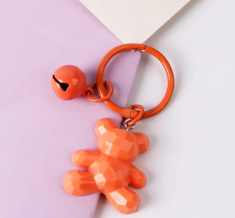 

Ins Web Celebrity Student Key Rings Hand-Cut Cute Bear Keychain Small Fresh Cartoon Couple Bag Pendant Small Bell Key Chains