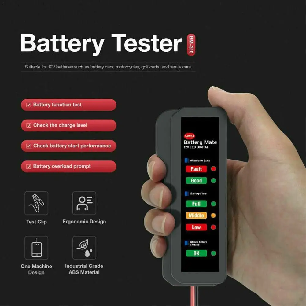 

Car Battery Tester BM310 Auto Checker Alternator 12V 6LED Lights Display for Car