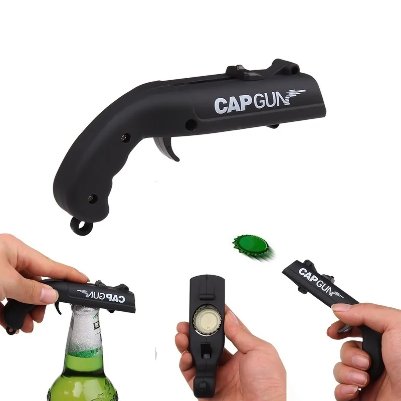 

ZK20 Creative Drink Corkscrew Flying Cap Launcher Bottle Portable Gun Bar Tool Beer Opening Shaped Lids Shooter