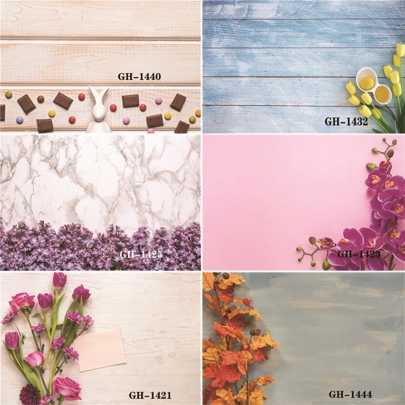 

Vinyl Custom Photography Backdrops Prop Flower and Wooden Planks Theme Photography Background #0143