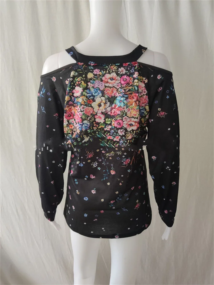 Женская Винтажная футболка с цветочным принтом элегантная повседневная длинным