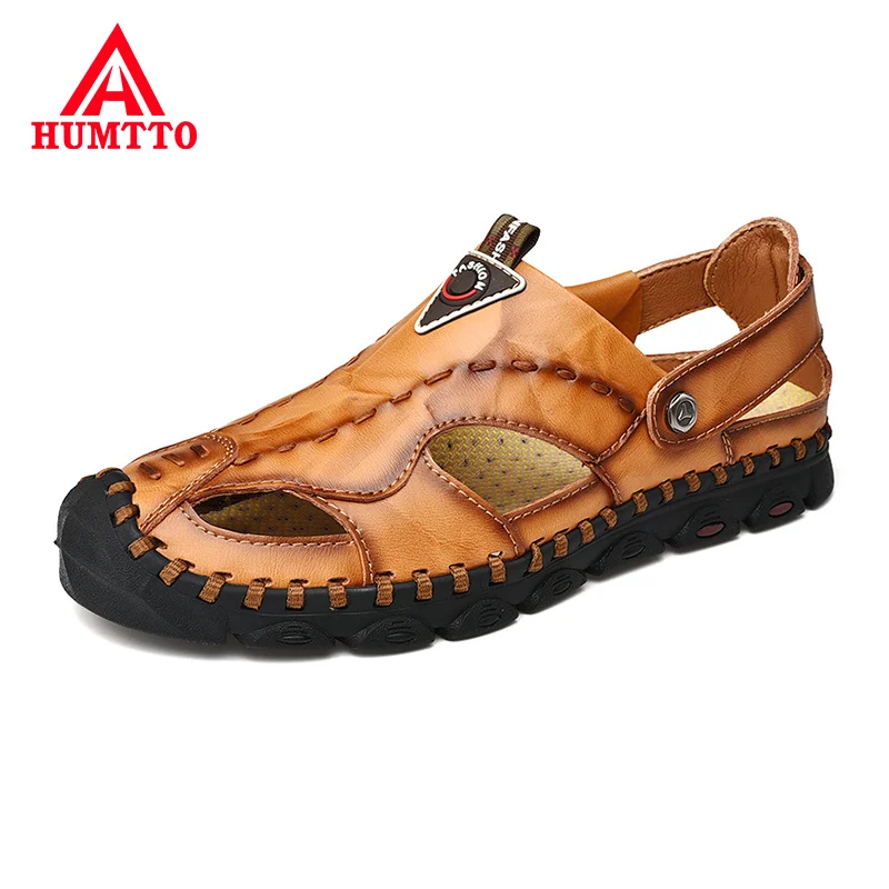 

New Soft Casual Men Sandals Comfortable Summer Breathable Mens Shoes Leather Outdoor Beach Sandals Big Size 38-46