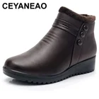 CEYANEAO новые модные зимние теплые плюшевые флисовые ботильоны женская обувь на танкетке короткие сапоги удобная обувь большого размера 42 черные с круглым носком