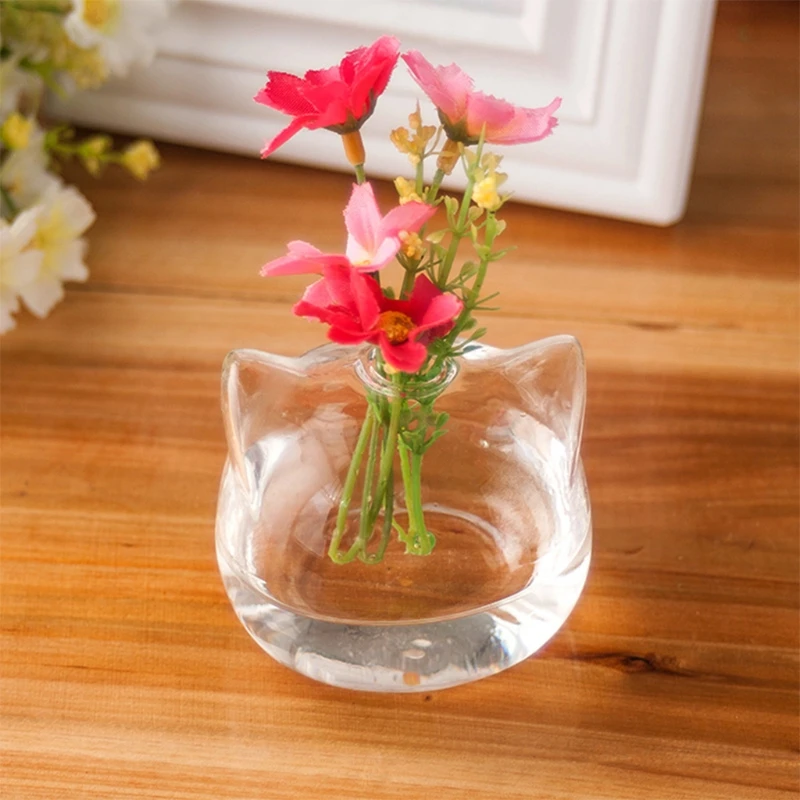 Cat Glass Vases Clear Flower Plant Terrarium Container Hanging Vase Wedding Decor Garden Ornaments Hanging Planter