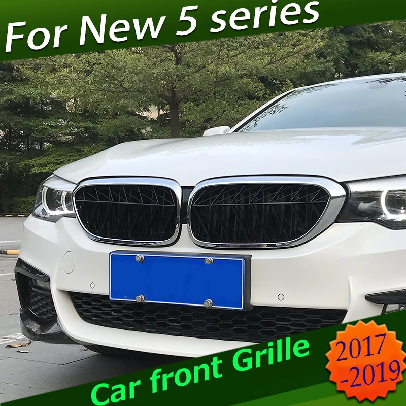 Решетка переднего бампера для BMW 5 серии G30 G31 G38 530i 540i 2017 2018 ABS серебристо черная