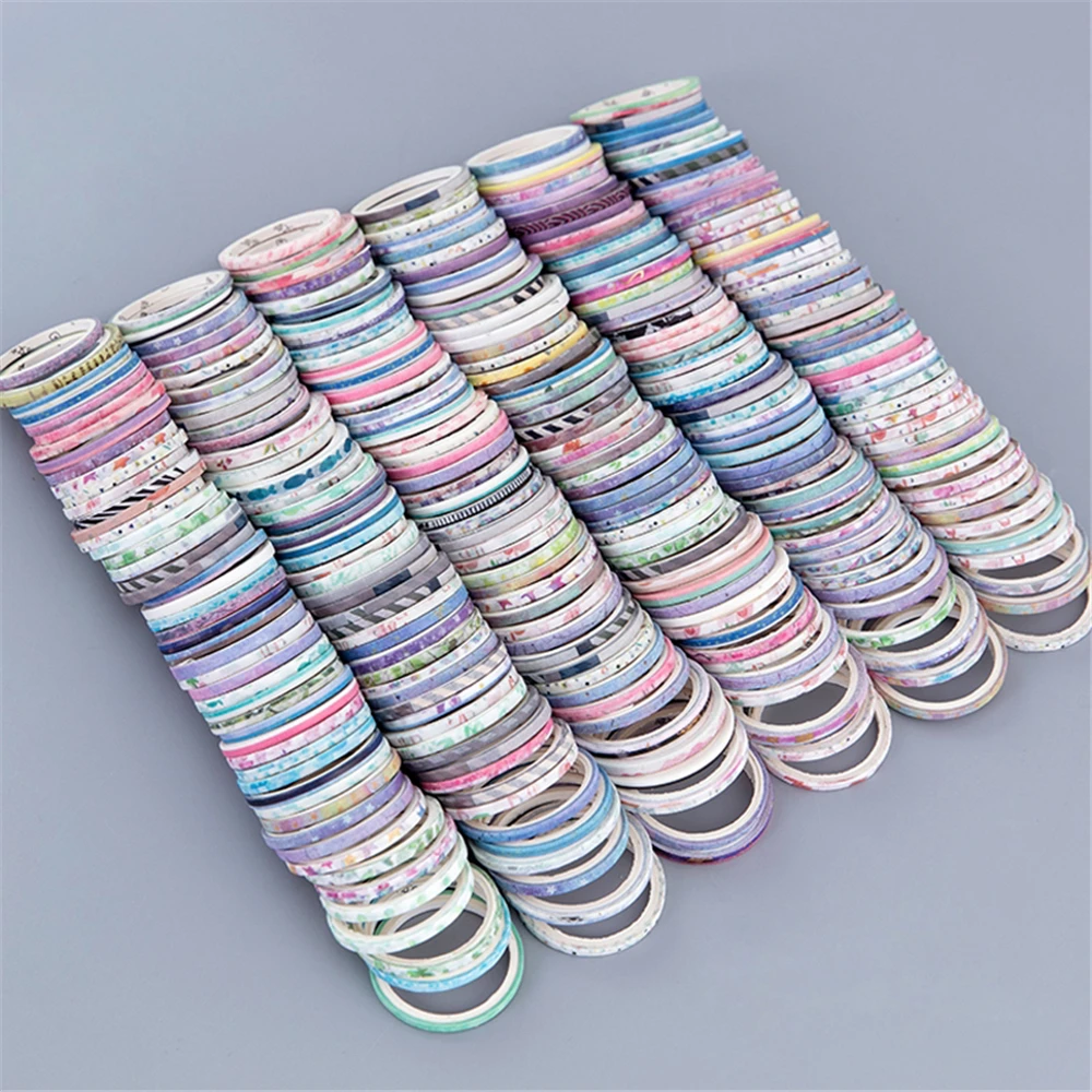 without box 100 рулонов лента Washi Фольга золотые узкие декоративная изоляционная Скрапбукинг Washi ленты DIY Руководство изоляционная лента - Цвет: without box
