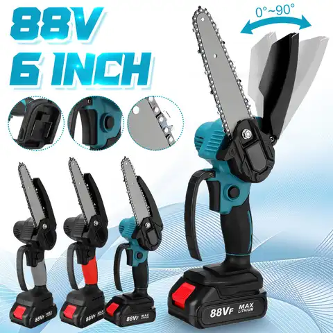 Electric chain saw, 6 inches, 3000 W, 88VF, with a battery of 0/1/2 pcs.