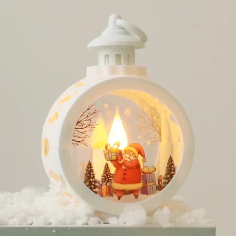 Kerst Ornament-L&aacute;mpara Led que funciona con pilas, Venster colgador, decoraci&oacute;n, Brons con Kerstman, Sneeuwpop-5
