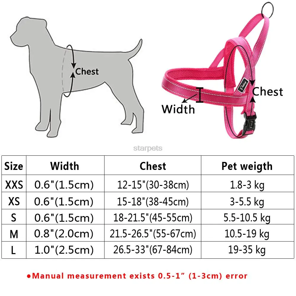 

No Pull Nylon Quick Fit Dog Harness Vest Reflective Mesh Puppy Harnesses For Small Medium Large Dogs Adjustable XXS XS S M L