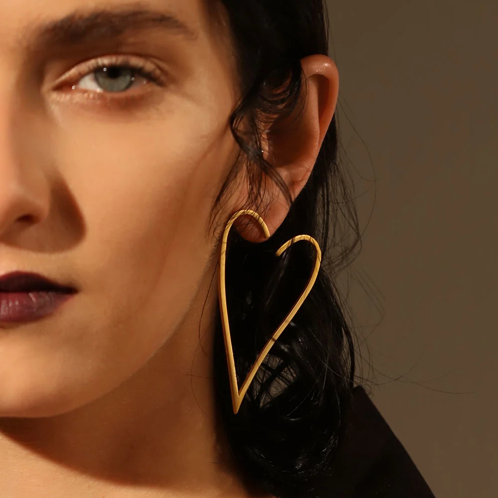 Женские серьги подвески из нержавеющей стали золотистого цвета|earrings for|big heart