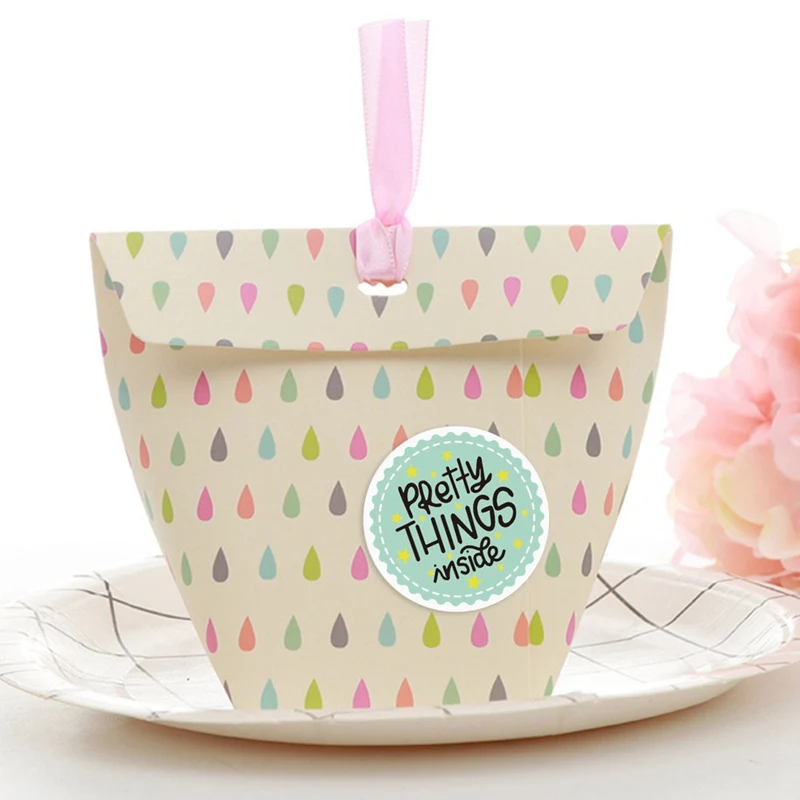 

Round Clear Merry Christmas Stickers Pretty Thing Box Package Label Sealing Stickers Wedding Decor Stationery Sticker