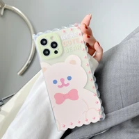 retro bow bear silicone shockproof phone case for iphone 12 11 pro xs max lens protection case for iphone x xr case cute cover