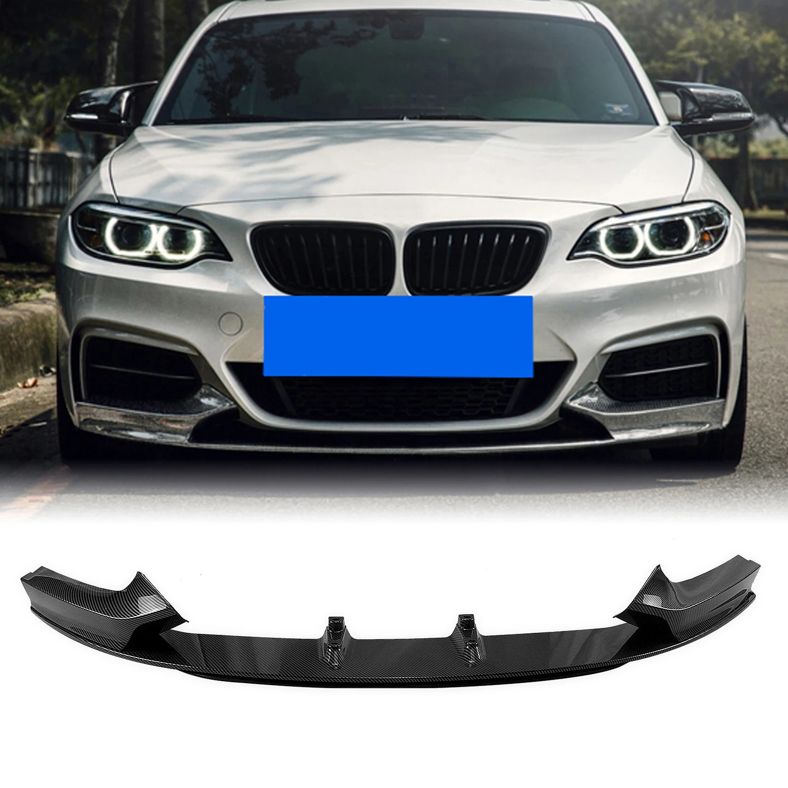 

Front Bumper Spoiler Lip For BMW 2 Series F22 F23 2014-2021 M Sport Carbon Fiber Look Car Lower Kit Splitter Guard Plate Blade