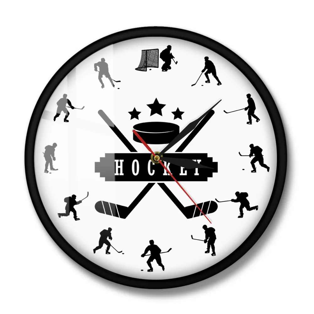 Хоккейные плееры настенные графические картины Современные часы для комнаты